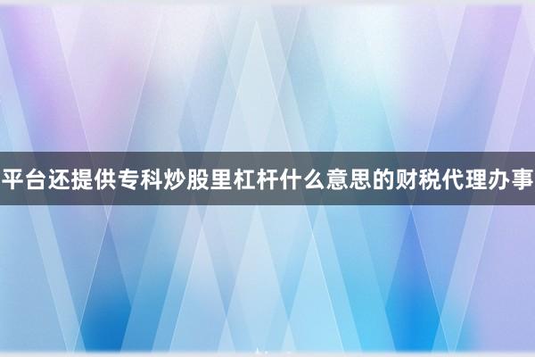 平台还提供专科炒股里杠杆什么意思的财税代理办事
