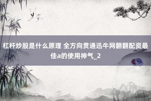 杠杆炒股是什么原理 全方向贯通迅牛网翻翻配资最佳a的使用神气_2