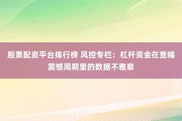 股票配资平台排行榜 风控专栏:杠杆资金在宽幅震憾周期里的数据不雅察